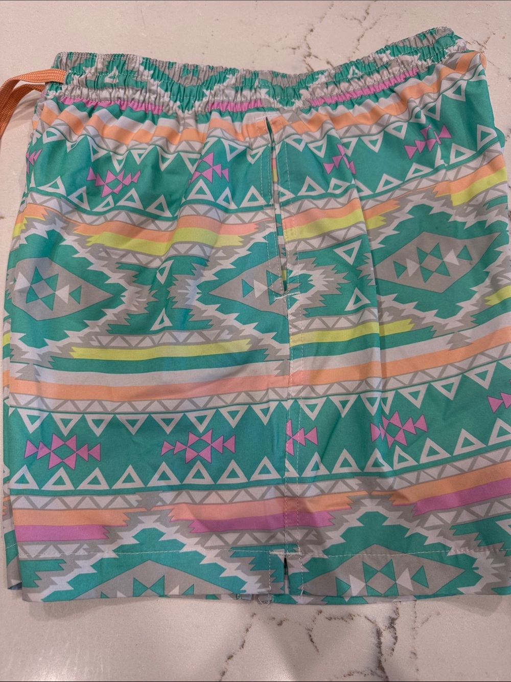 chubbies Teal Aztec-Print Elastic Waist Shorts with Bright Accents